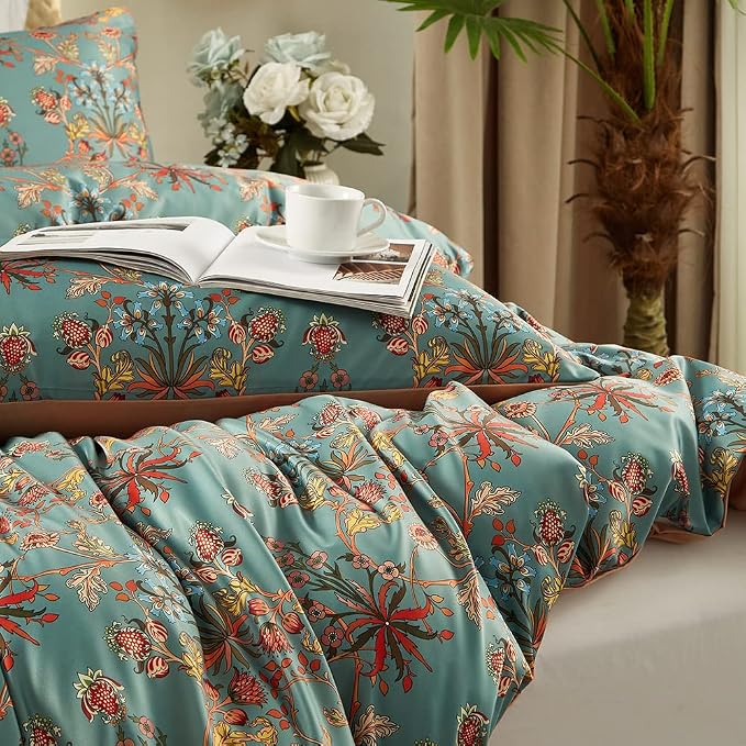 Cupocupa Duvet Cover Queen Size Set Boho Floral Pattern Queen Size Bed Vintage - Image 4
