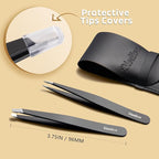 2-Pack Tweezers for Eyebrows, Facial Hair, Ingrown Hair Removal, Slant and - Image 7