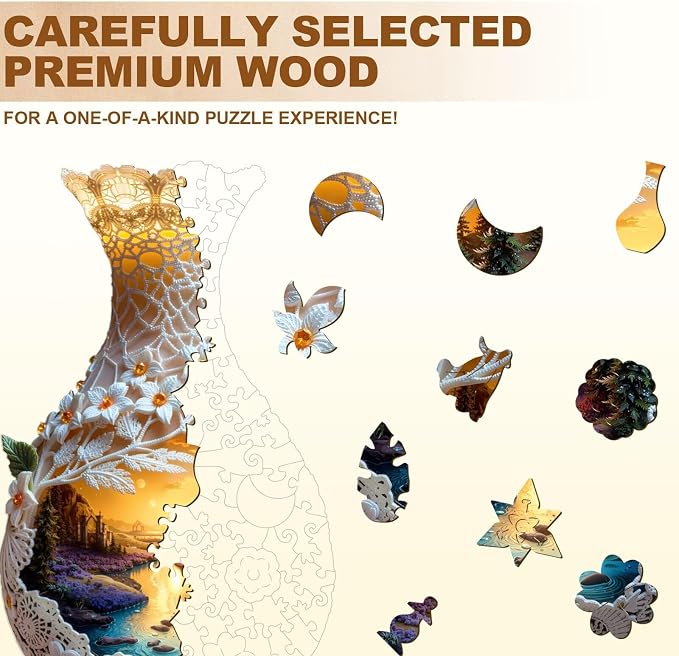 Scenery in Ceramic Vases Puzzles Adults Gifts Wooden 75 Pieces 9.4 * 4.9in - Image 3