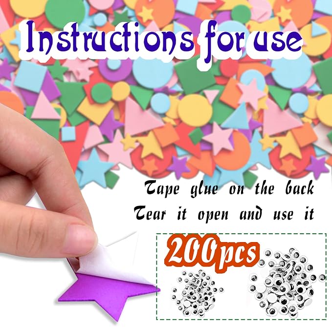 Gushu 1500Pcs Foam Stickers Foam Shapes Stickers - Image 3