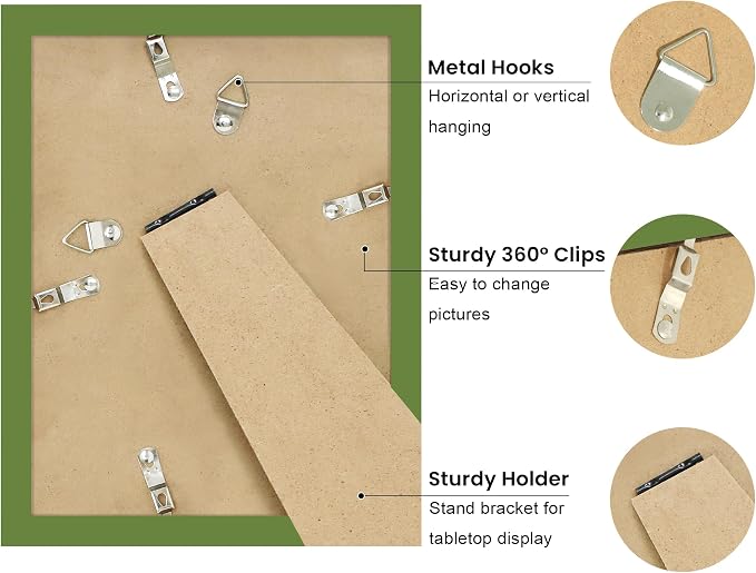 6x8 Picture Frame with Wavy Mat, Wooden Real Glass 6 x 8 Photo Frame - Image 4