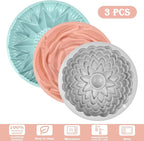 Sakolla 3 Pack Flower Shape Silicone Cake Molds, Large Round Silicone Molds - Image 2