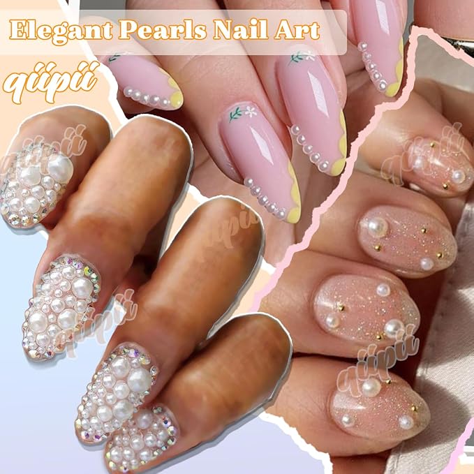 qiipii 7500PCS 2mm Small Beige White Round Half Round Pearls - Image 4