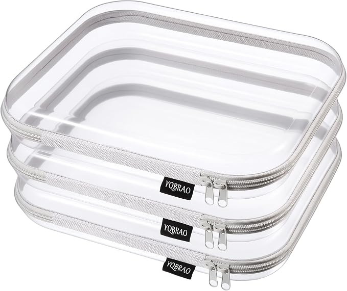 YQBRAO 3-Pack Large Clear Hard Shell Zipper Case, 1.2mm Ultra-Thick Rigid Toy & by Unknown