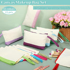 Silkfly 15 Pcs Cotton Canvas Makeup Bags Cosmetic Zipper Bags 10.2 x 5.5 x 2'' - Image 4