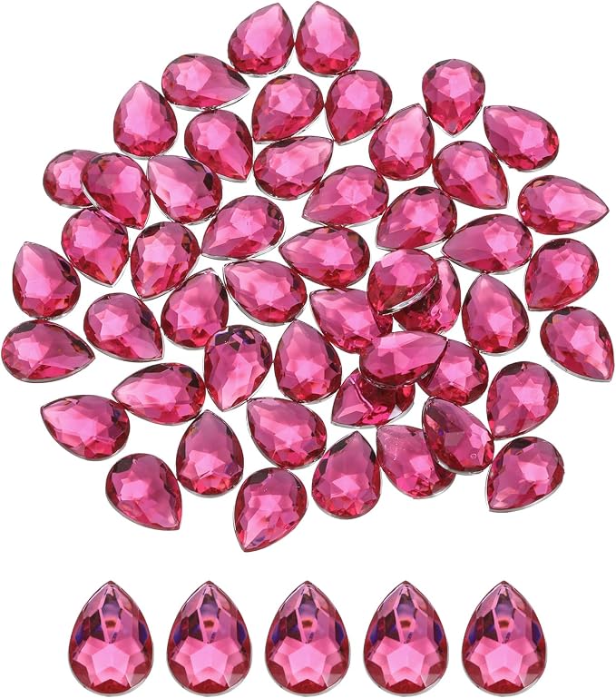 MECCANIXITY 50PCS Flat Back Acrylic Teardrop Gems 13x18mm Artificial Rhinestones by MECCANIXITY