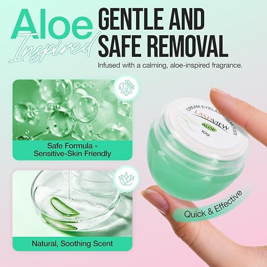 LASHVIEW Lash Glue Remover Cream Gentle Aloe Low Irritation Eyelash Remover Kit - Image 2