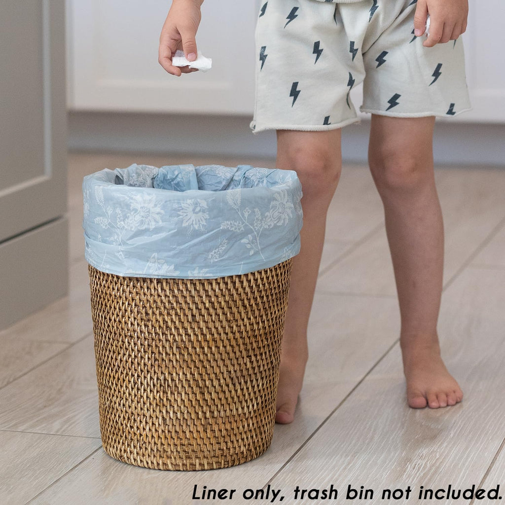 Happy Haven Bathroom Trash Bags for 2,3,4 Gallon Trash Can, Small Garbage Bags - Bedroom & Bathroom, Decorative Cute Wastebasket Liner - 50 Count (Light Blue Botanical)