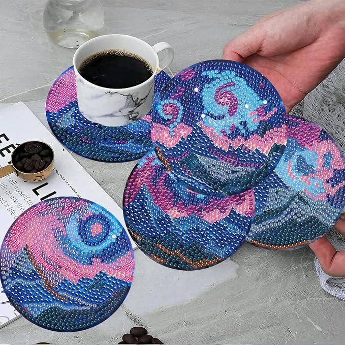 ijbnhd 8 PCS Aurora Diamond Art Coasters Diamond Painting Coasters | Diamond - Image 4