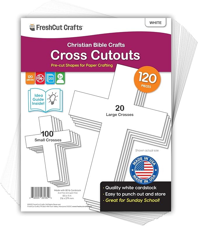FreshCut Crafts 100 Pieces White Cross Cutouts by FreshCutCrafts