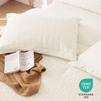MUXHOMO 7 Pieces California King Comforter Set, Seersucker Bed in a Bag Cal - Image 9
