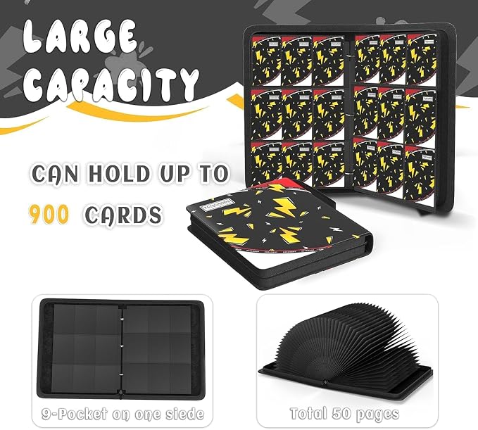 Trading Card Binder 9 Pocket, Card Binder 900 Pockets, Card Book Holder Cards - Image 4