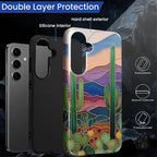for Samsung Galaxy S23 FE Case, Stained Glass Cactus Pattern Glossy 2 in 1 - Image 3