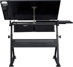 Yaheetech Adjustable Drafting Table Art Desk, Storage Drawers & Stool - Image 9
