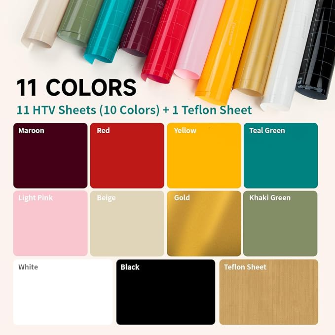 TECKWRAP Heat Transfer Vinyl for T Shirts, 50+ Washes, 10 Sheets 12" x 12" | - Image 2