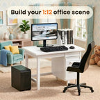 1:12 Scale Miniature Computer Desk & Chair Set – Dollhouse Office Furniture - Image 4