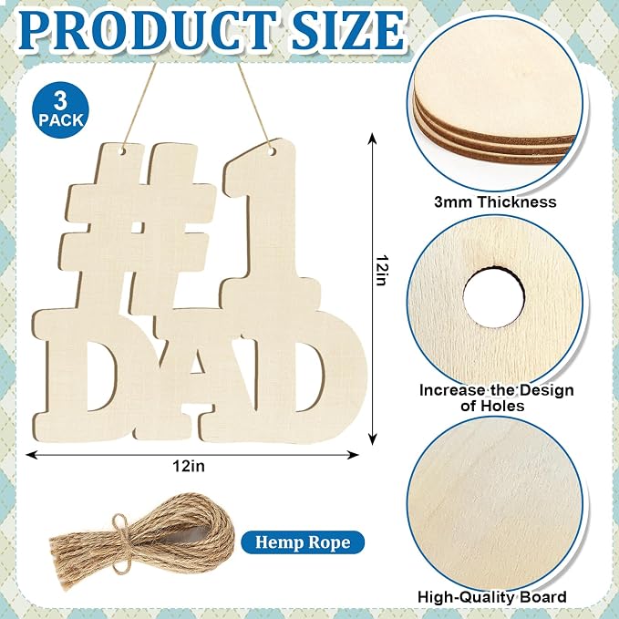 Large 12" Wooden Fathers Day Crafts - Image 2