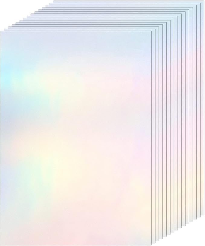 Clabby 36 Sheets Holographic Sticker Paper A4 Vinyl Holographic Laminate Sheets by Clabby