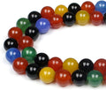 MJDCB AAA Natural Multicolor Agate Beads Round Colorful Stone Energy Healing by MJDCB