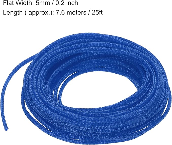 uxcell PET Expandable Sleeving 25ft 1/8" Blue Cable Management Sleeve Cord - Image 3