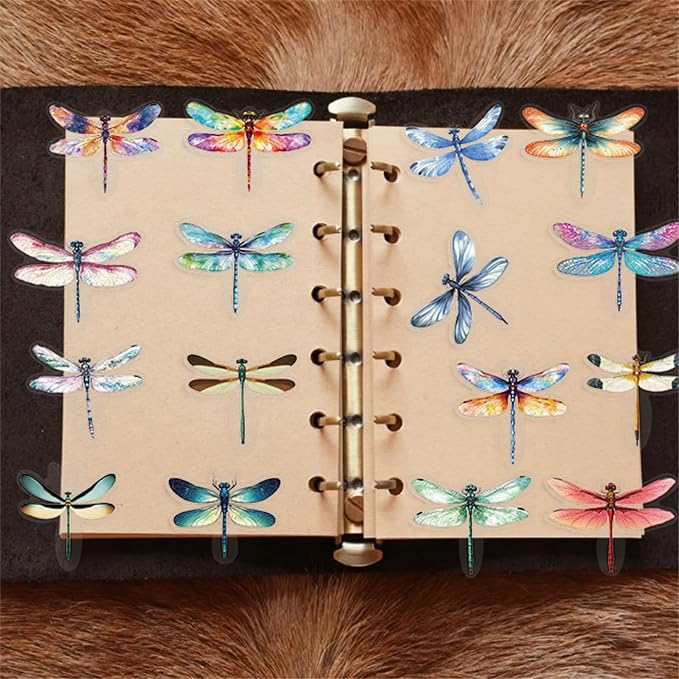 50Pcs Dragonfly Stickers for Scrapbooking, PET Transparent Decorative Stickers - Image 4