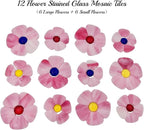 Esweny 12 Flower Stained Glass Mosaic Tiles - Image 4