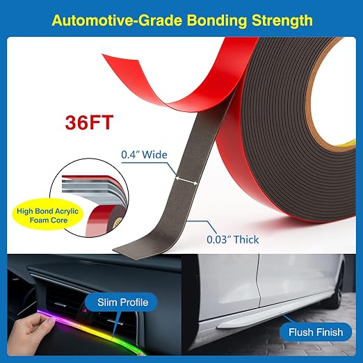 Tapsi Double Sided Tape Heavy Duty, 2 Rolls Automotive Foam Mounting Tape 0.4in - Image 2