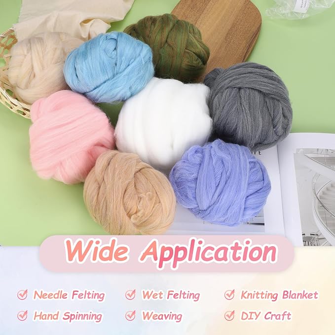 PATIKIL Wool Roving Yarn, 100G/3.53OZ Soft Felting Wool Pure Chunky Roving Yarn - Image 5