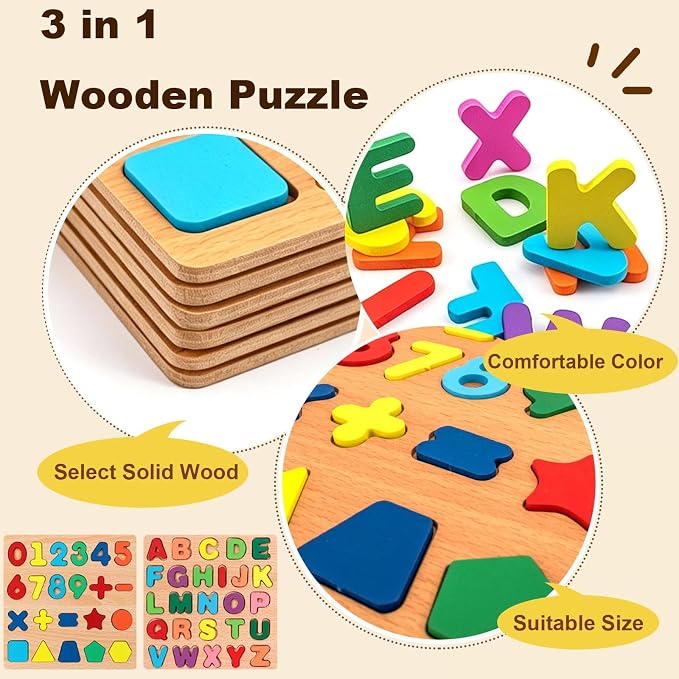 Winbar Wooden Puzzles for Toddlers, Alphabet Shape Puzzles for 3 Years Old | 3 - Image 3