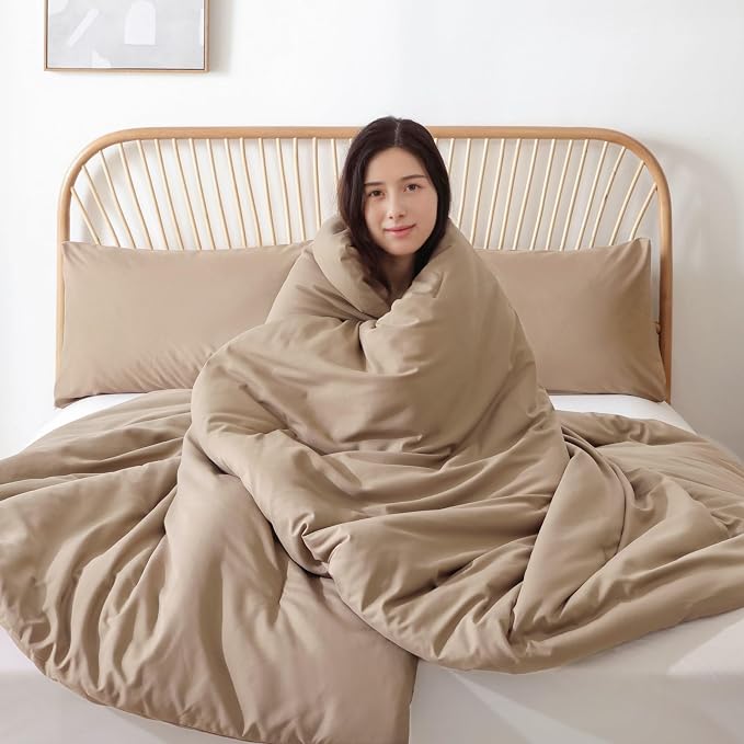 ROSGONIA Queen Comforter Set Taupe Brown - Image 4