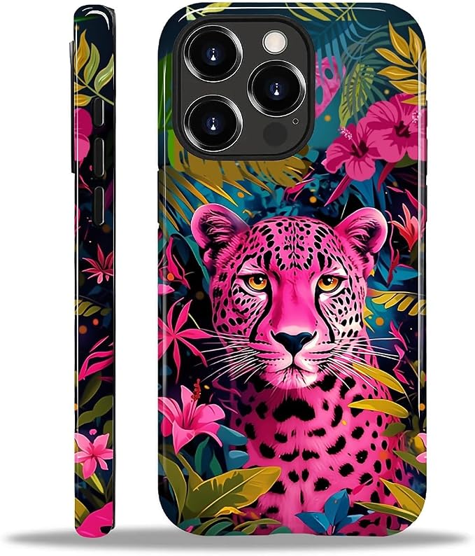 ZHEGAILIAN Case for iPhone 15 Pro Max, Panther Leopard Flower Durable by Home
