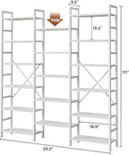 SUPERJARE Triple Bookshelf, Bookcase - Image 3