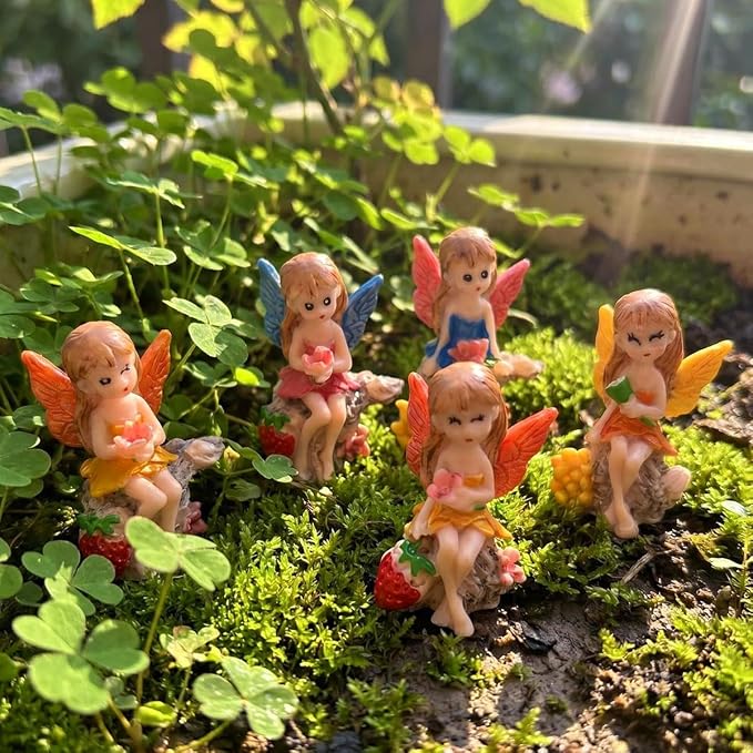 Suartus 4Pcs Miniature Fairy Garden Figurines, Resin Small Fairies Ornaments - Image 7