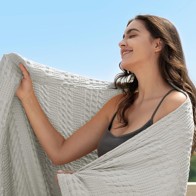 PHF Cooling Waffle Blanket Twin Size, Lightweight 60% Rayon from Bamboo & 40% - Image 5