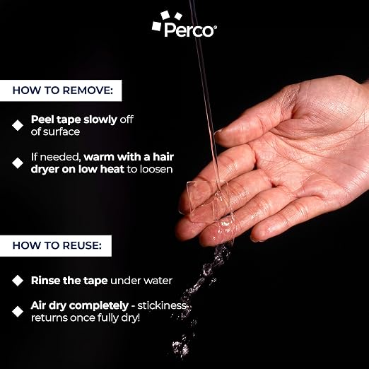Perco Double Sided Tape Squares, 50 1"x1" Pre-Cut Mounting Squares – Removable - Image 6
