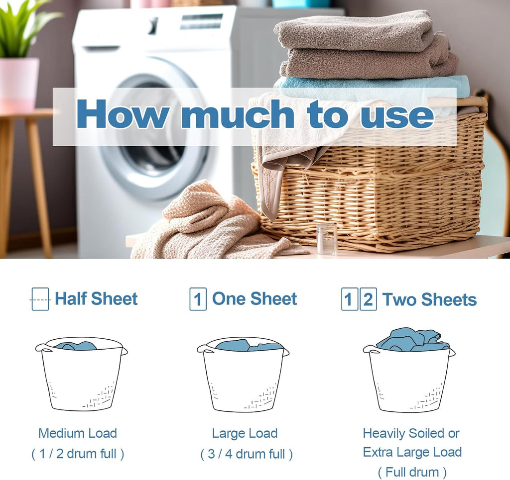 Laundry Detergent Sheet, Eco-Friendly & Hypoallergenic Wash Strips, Natural Ingredients, Ultra-Concentrated, Travel-Ready, No Plastic Jug- Unscented, (240 Loads) 120 Sheets