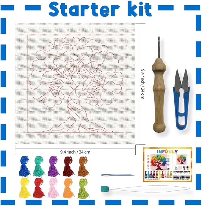 INFUNLY Colorful Tree Punch Needle Kit Tree of Life DIY Embroidery Punch Needle - Image 4