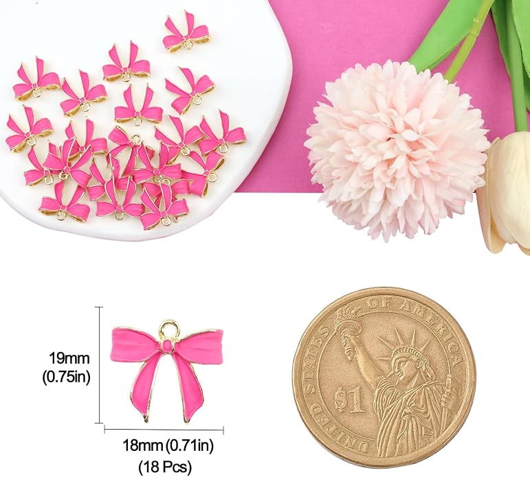 Bow Charms for Bracelet Jewelry Making Cute Bracelet Charms | 18Pcs, Bow Charms - Image 7