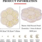 5600PCS Half Round Pearls Flatback Imitation Pearls - Image 2