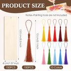 Yexiya 300 Pcs Bookmark Making Kit, 150 Unfinished Wood Bookmarks - Image 3
