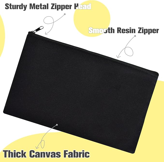 ZeeDix Canvas Zipper Pouch Bulk – 8.3 x 5 Inches Cotton Canvas Pouches - Image 3