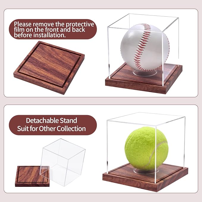 LITY Baseball Display Case, No Assembly Required Clear Cube Tennis Ball Holder - Image 3