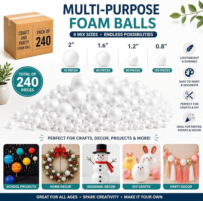 Evershine 240 Pack Craft Foam Ball - Image 5