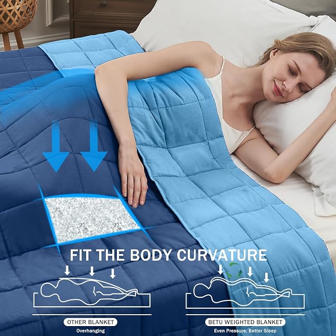 Blue Weighted Blanket for Adults 25lbs, Cal King Cooling Heavy Throw Blanket - Image 2