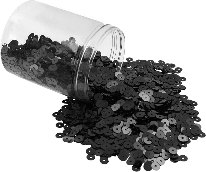 Mandala Crafts 6mm Flat Round Black Sequins by MandalaCrafts