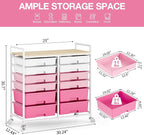 Rolling Storage Cart with 12 Drawers, Wooden Tabletop Utility Cart - Image 3