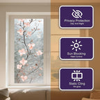IVN Privacy Window Film Stained Glass Window Cling Pink Blossom Design - Image 9