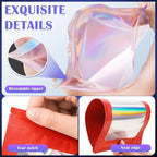JETMORE 100 Pcs Mylar Bags, Smell Proof Bags Foil Pouch, Holographic Resealable - Image 5