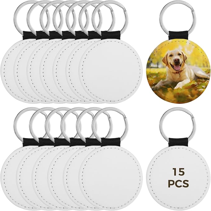 Homaisson Sublimation Keychain Blanks, Double-Sided PU Leather Keychains by Homaisson