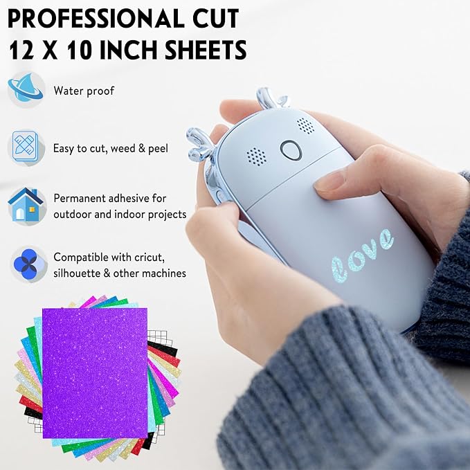 SHARE&CARE Glitter Vinyl Permanent Adhesive Sheets, Women Gift - Image 5